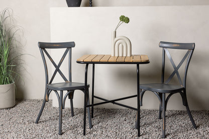 Cafébord 70 x 55 Natur + Spisebordsstol 2-pak Mørkegrå