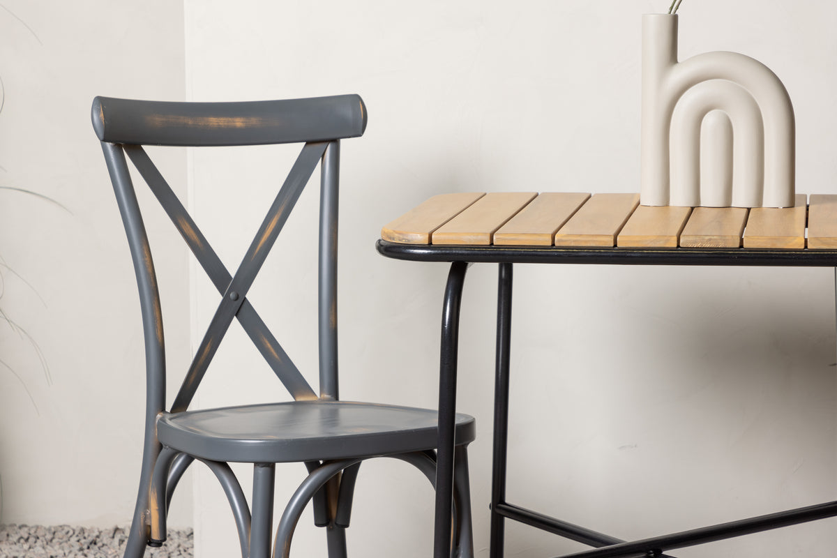 Cafébord 70 x 55 Natur + Spisebordsstol 2-pak Mørkegrå