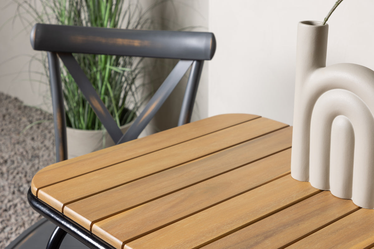 Cafébord 70 x 55 Natur + Spisebordsstol 2-pak Mørkegrå