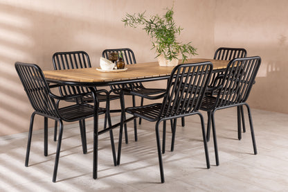 Rektangulært spisebord 200 x 90 Natur + Spisebordsstol 2-pak Sort