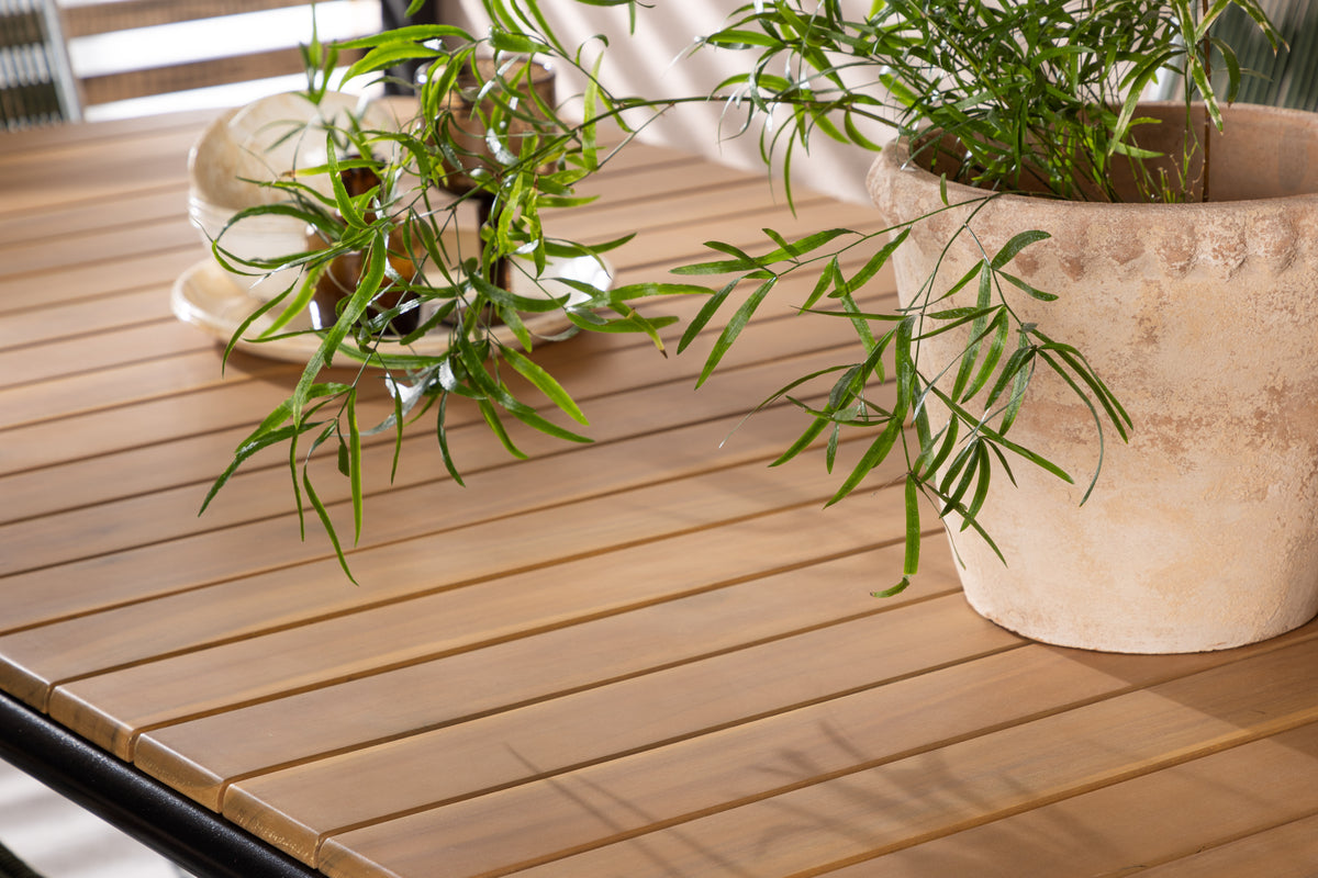 Rektangulært spisebord 200 x 90 Natur + Spisebordsstol 2-pak Grøn