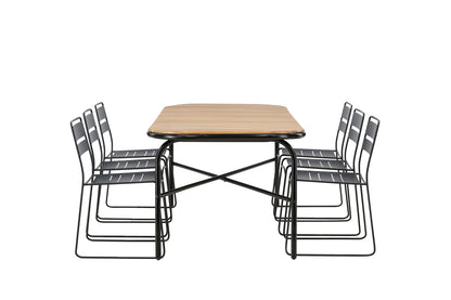Lina & Holmbeck Spisestole Sort + Rektangulært Spisebord 200x90x75 Natur