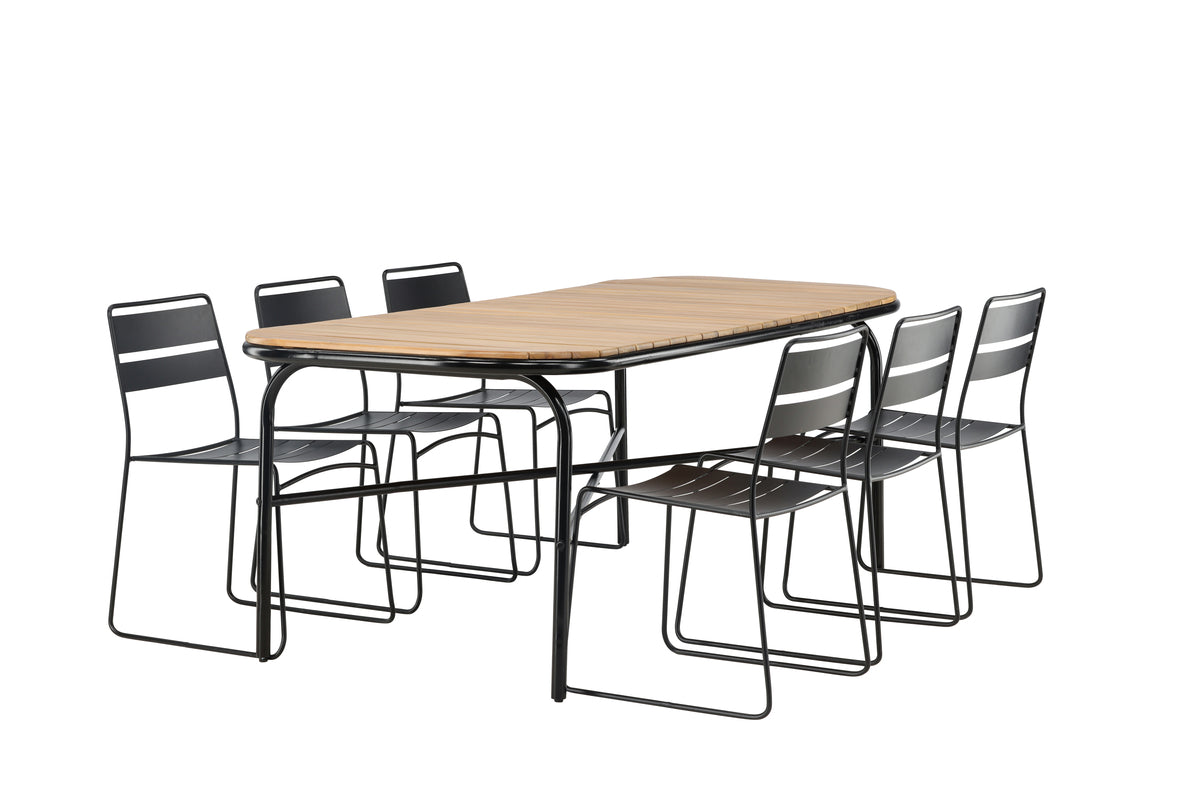 Lina & Holmbeck Spisestole Sort + Rektangulært Spisebord 200x90x75 Natur