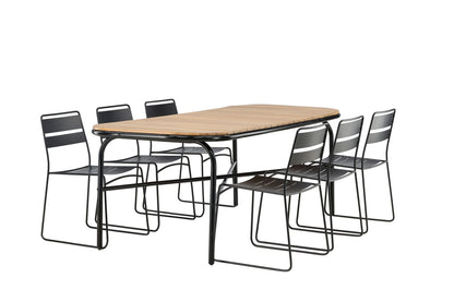 Lina & Holmbeck Spisestole Sort + Rektangulært Spisebord 200x90x75 Natur