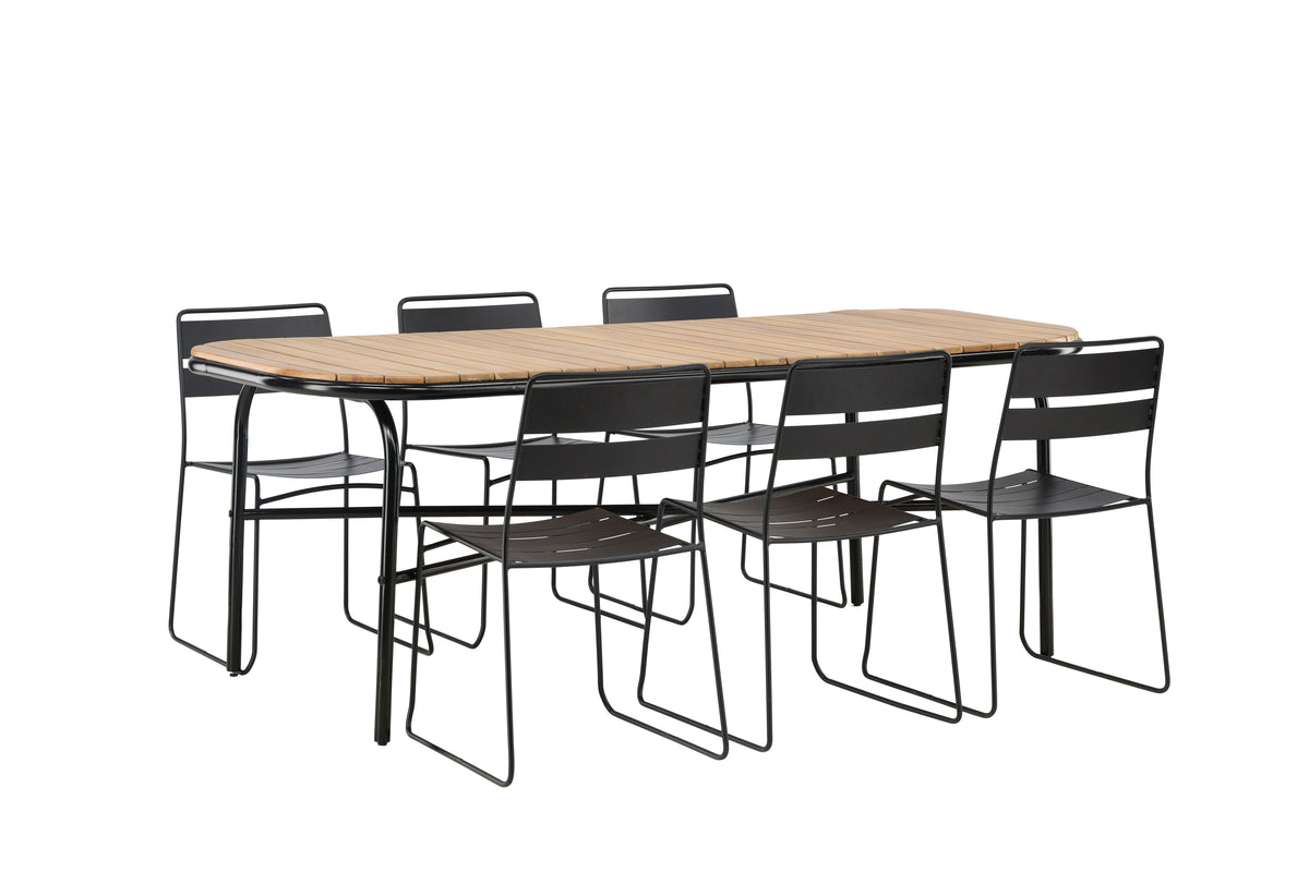 Lina & Holmbeck Spisestole Sort + Rektangulært Spisebord 200x90x75 Natur