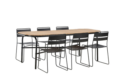 Lina & Holmbeck Spisestole Sort + Rektangulært Spisebord 200x90x75 Natur