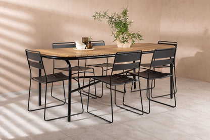 Lina & Holmbeck Spisestole Sort + Rektangulært Spisebord 200x90x75 Natur