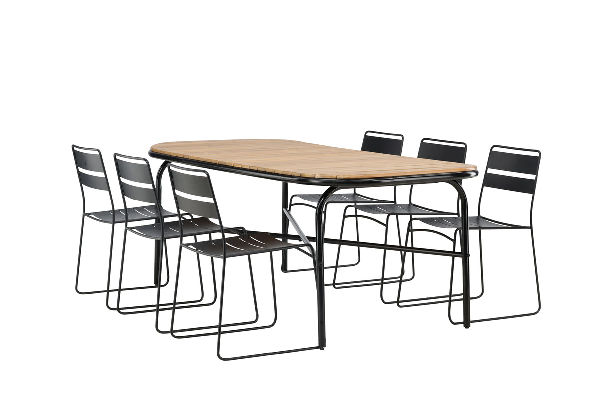 Lina & Holmbeck Spisestole Sort + Rektangulært Spisebord 200x90x75 Natur