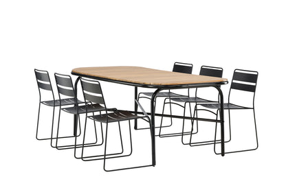 Lina & Holmbeck Spisestole Sort + Rektangulært Spisebord 200x90x75 Natur