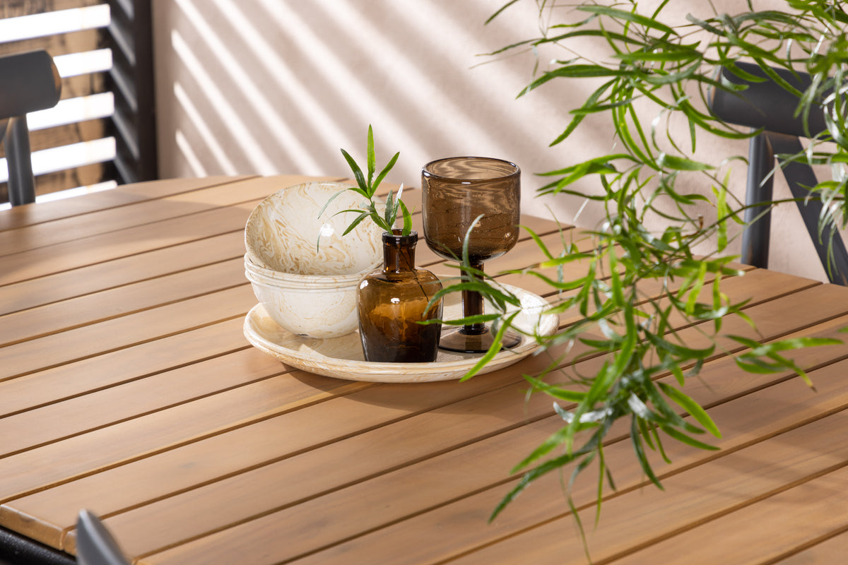 Rektangulært spisebord 200 x 90 Natur + Spisebordsstol 2-pak Mørkegrå