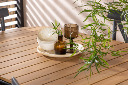 Rektangulært spisebord 200 x 90 Natur + Spisebordsstol 2-pak Mørkegrå