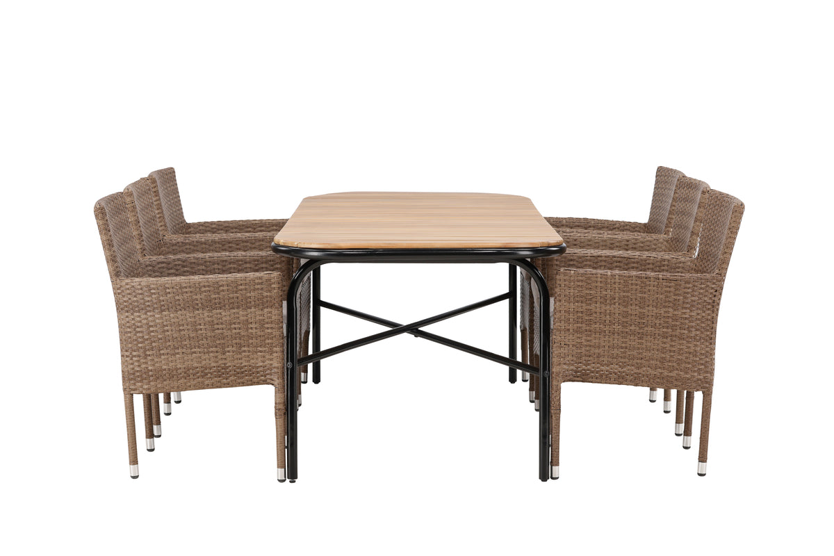 Spisebordsstol 2-pak Natur + Rektangulært Spisebord 200 x 90 Natur