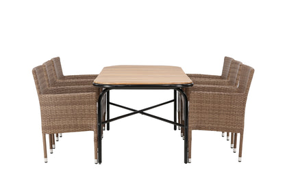 Spisebordsstol 2-pak Natur + Rektangulært Spisebord 200 x 90 Natur