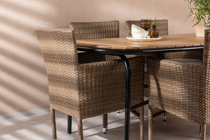 Spisebordsstol 2-pak Natur + Rektangulært Spisebord 200 x 90 Natur