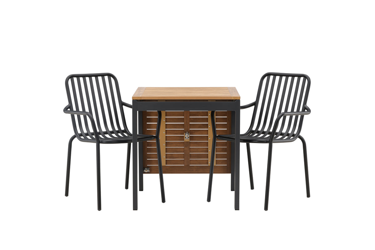 Diego & Peking Cafebord 75 x 70 x 70 Sort + Spisestole 2-pak Sort