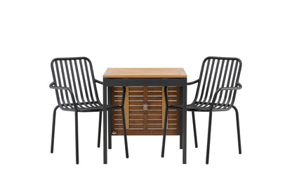 Diego & Peking Cafebord 75 x 70 x 70 Sort + Spisestole 2-pak Sort