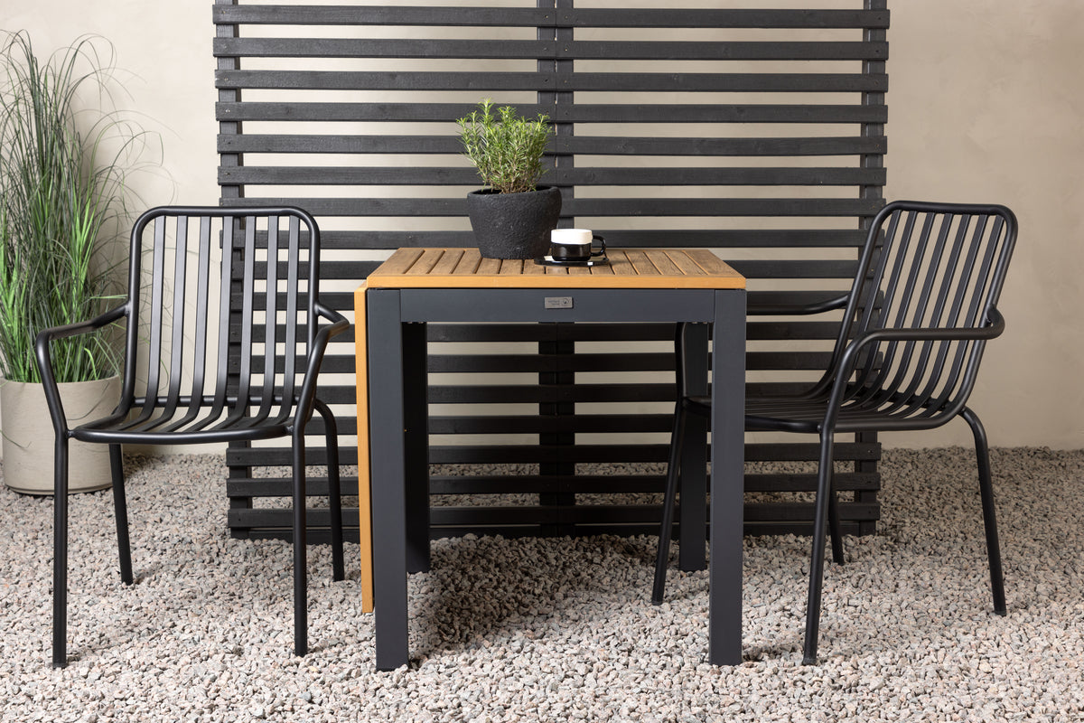 Diego & Peking Cafebord 75 x 70 x 70 Sort + Spisestole 2-pak Sort