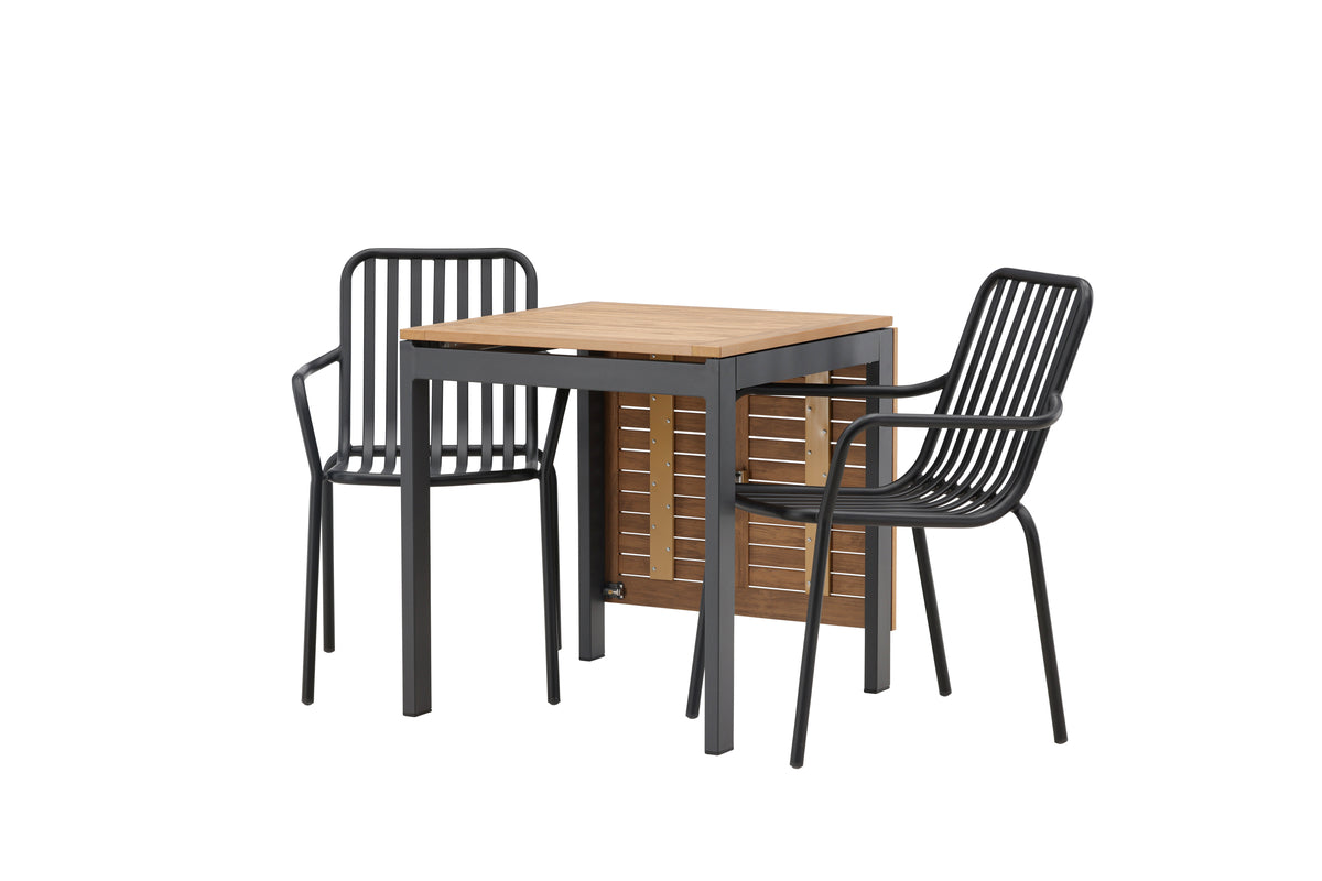 Diego & Peking Cafebord 75 x 70 x 70 Sort + Spisestole 2-pak Sort