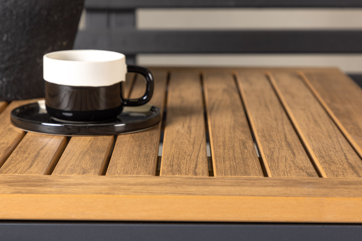 Diego & Peking Cafebord 75 x 70 x 70 Sort + Spisestole 2-pak Sort