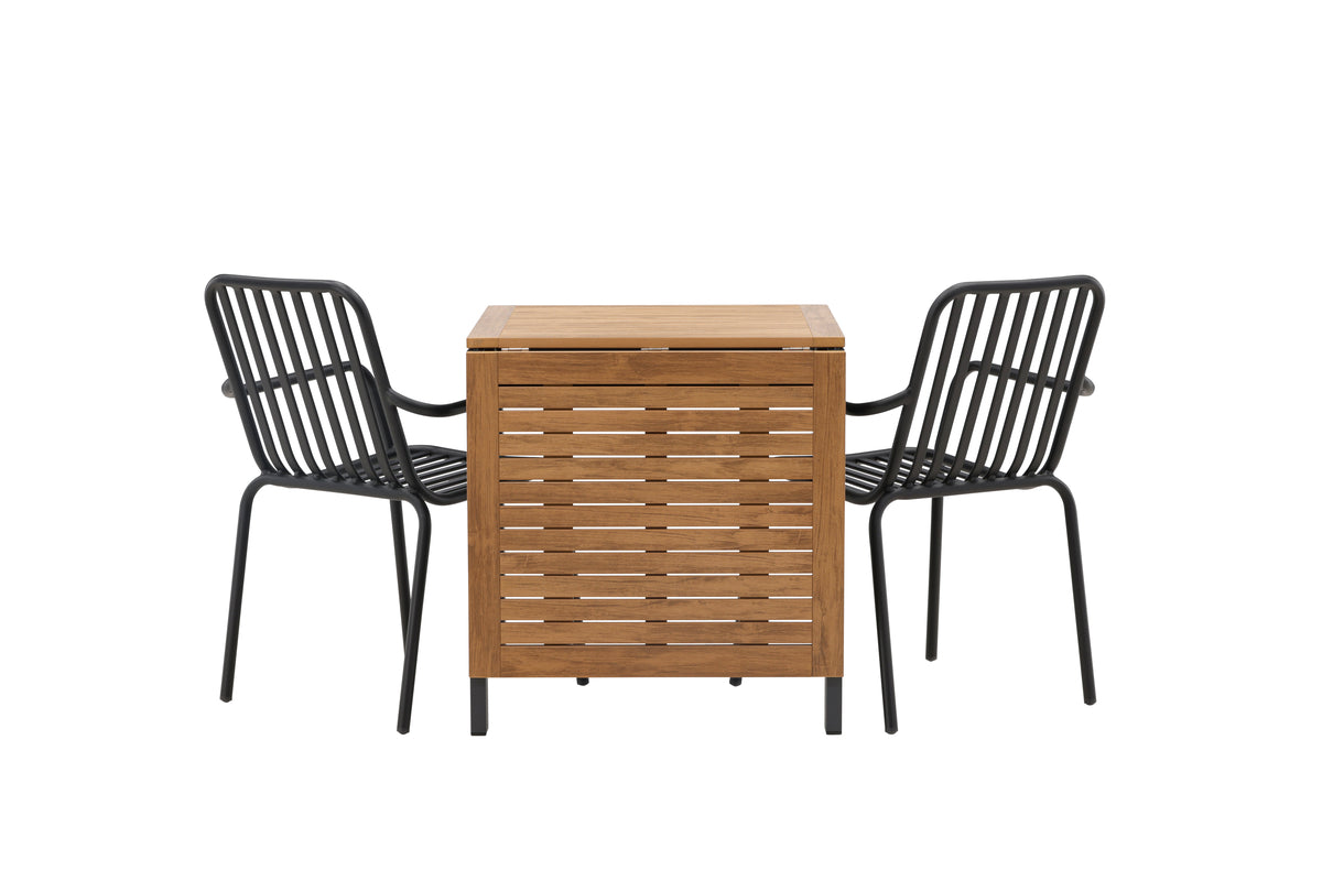 Diego & Peking Cafebord 75 x 70 x 70 Sort + Spisestole 2-pak Sort