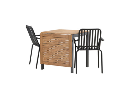 Diego & Peking Cafebord 75 x 70 x 70 Sort + Spisestole 2-pak Sort