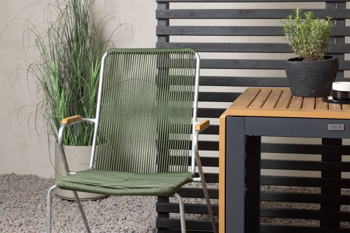 Diego & Bois Cafebord 70 x 70 Sort + Spisestole 2-pak Grøn