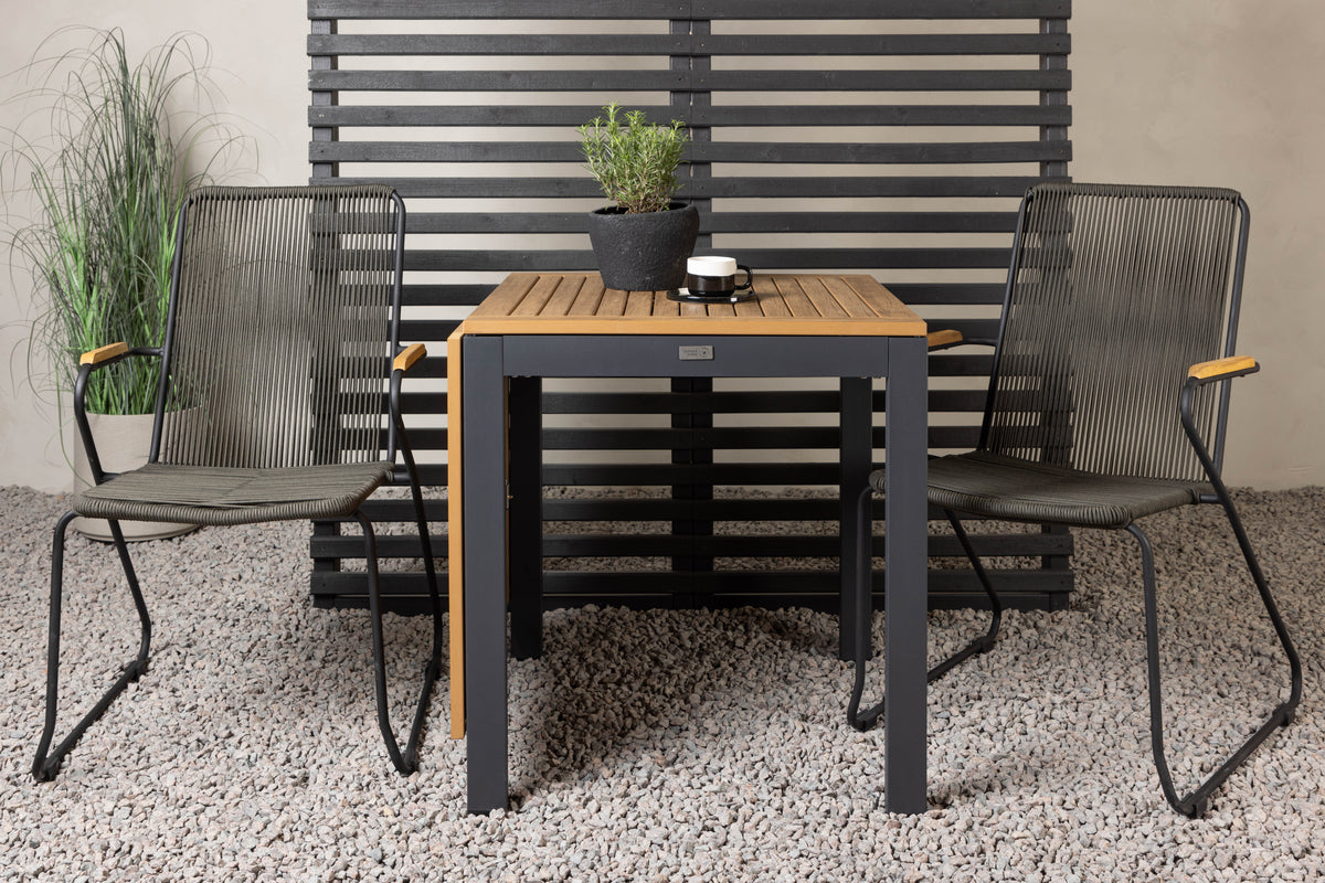 Diego & Bois Cafebord 70 x 70 Sort + Spisestole 2-pak Mørkegrå
