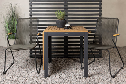 Diego & Bois Cafebord 70 x 70 Sort + Spisestole 2-pak Mørkegrå