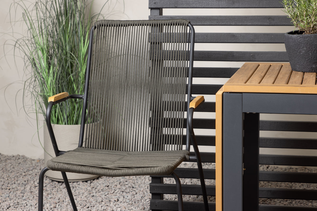 Diego & Bois Cafebord 70 x 70 Sort + Spisestole 2-pak Mørkegrå