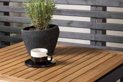 Diego & Bois Cafebord 70 x 70 Sort + Spisestole 2-pak Mørkegrå