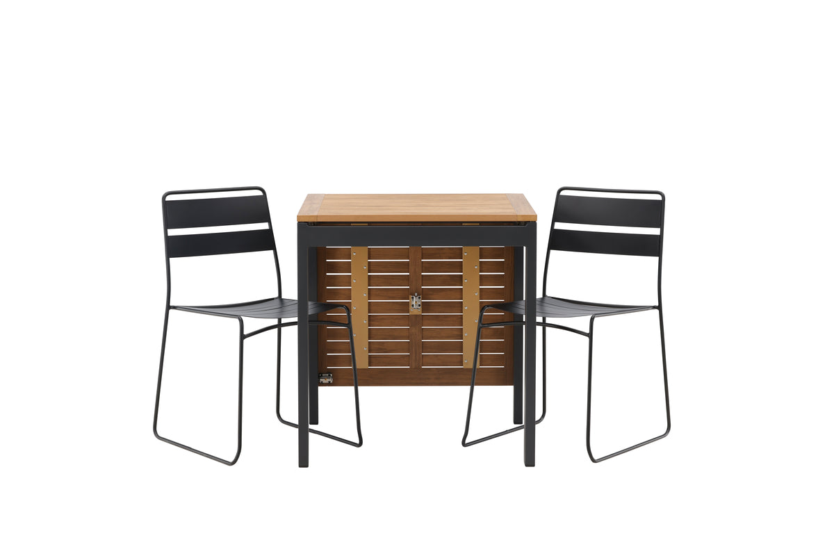 Lina & Diego Spisestole 2-pak Sort + Cafebord 70 x 70 Sort