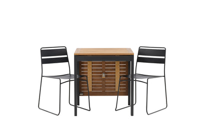 Lina & Diego Spisestole 2-pak Sort + Cafebord 70 x 70 Sort