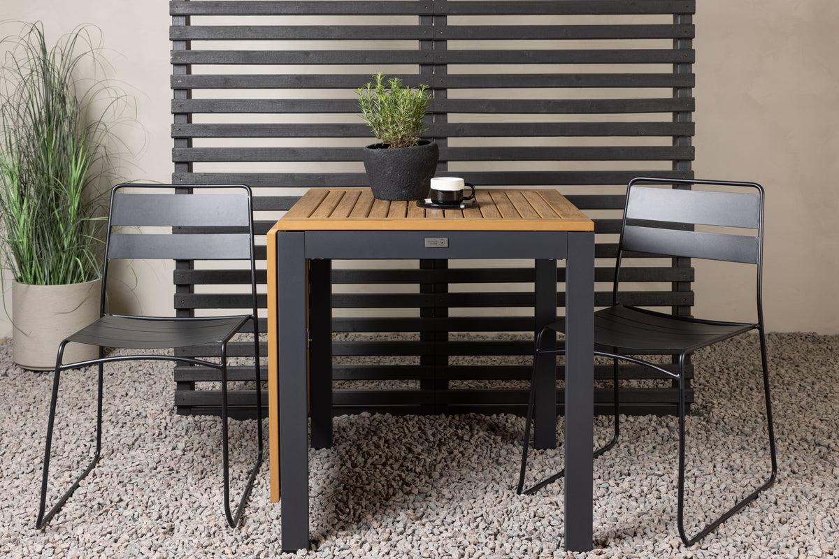 Lina & Diego Spisestole 2-pak Sort + Cafebord 70 x 70 Sort