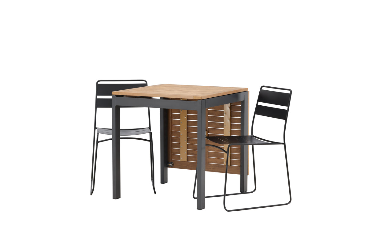 Lina & Diego Spisestole 2-pak Sort + Cafebord 70 x 70 Sort
