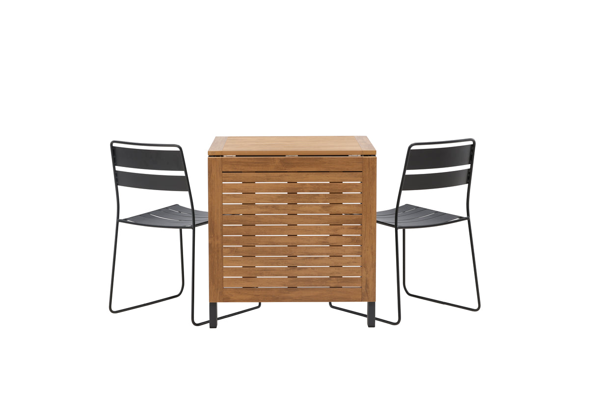 Lina & Diego Spisestole 2-pak Sort + Cafebord 70 x 70 Sort