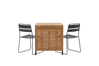 Lina & Diego Spisestole 2-pak Sort + Cafebord 70 x 70 Sort