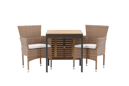 Malina & Diego Spisestole 2-pak Natur + Cafebord 70 x 70 Sort