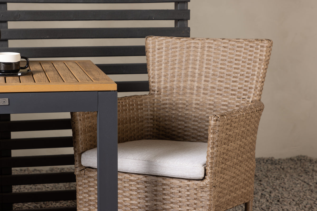 Malina & Diego Spisestole 2-pak Natur + Cafebord 70 x 70 Sort