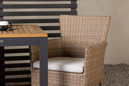 Malina & Diego Spisestole 2-pak Natur + Cafebord 70 x 70 Sort