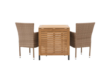 Malina & Diego Spisestole 2-pak Natur + Cafebord 70 x 70 Sort