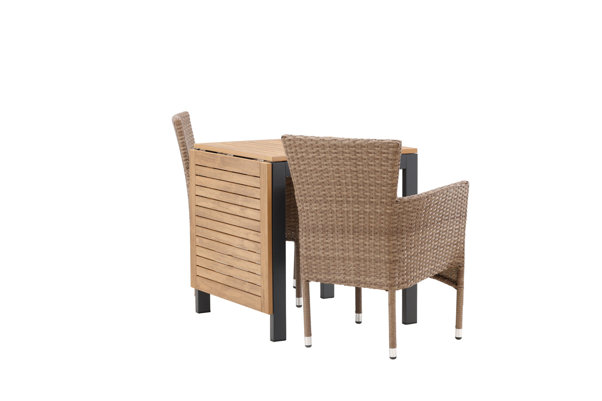 Malina & Diego Spisestole 2-pak Natur + Cafebord 70 x 70 Sort