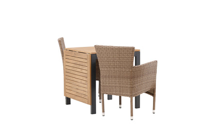 Malina & Diego Spisestole 2-pak Natur + Cafebord 70 x 70 Sort