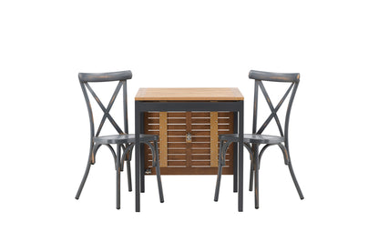 Diego & Tablas Cafebord 70 x 70 Sort + Spisestole 2-pak Mørkegrå