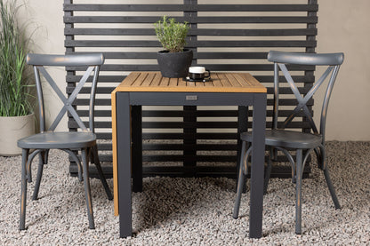 Diego & Tablas Cafebord 70 x 70 Sort + Spisestole 2-pak Mørkegrå