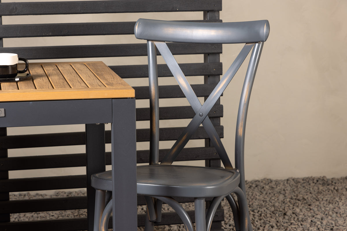 Diego & Tablas Cafebord 70 x 70 Sort + Spisestole 2-pak Mørkegrå