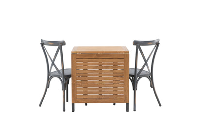 Diego & Tablas Cafebord 70 x 70 Sort + Spisestole 2-pak Mørkegrå