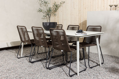 Rektangulært spisebord 200 x 90 Beige + Spisebordsstol 2-pak Brun/Sort