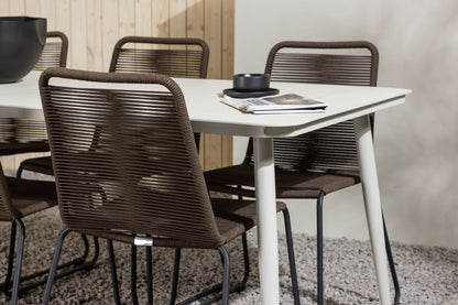 Rektangulært spisebord 200 x 90 Beige + Spisebordsstol 2-pak Brun/Sort