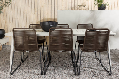 Rektangulært spisebord 200 x 90 Beige + Spisebordsstol 2-pak Brun/Sort