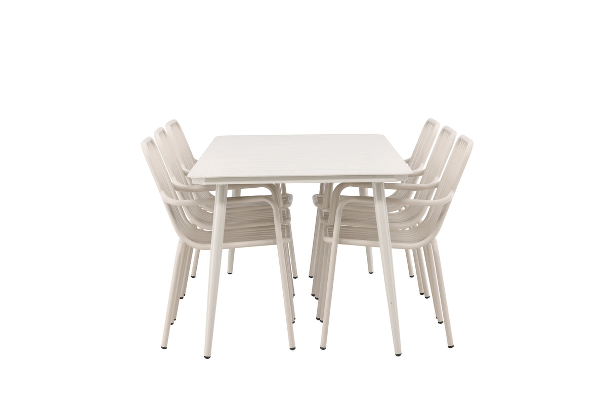 Lina & Peking Rektangulært Spisebord 90 x 200 Beige + Spisestole 2-pak Beige